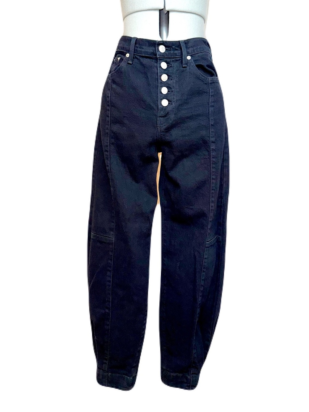 Pistola Silva High Rise Seamed Carrot Barrel Jeans Black 26